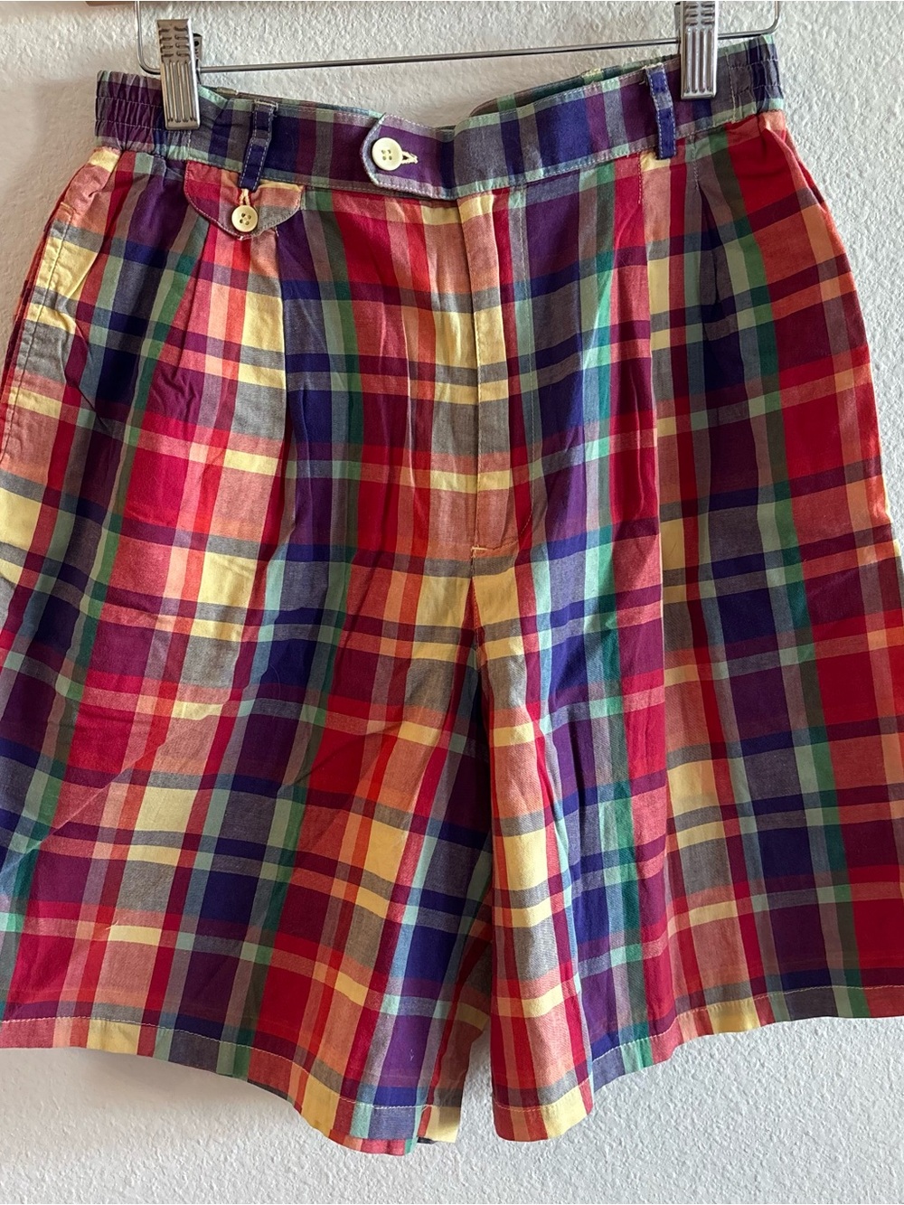 Vintage Lizsport Plaid High Waisted Bermuda Shorts Size 10 Petite